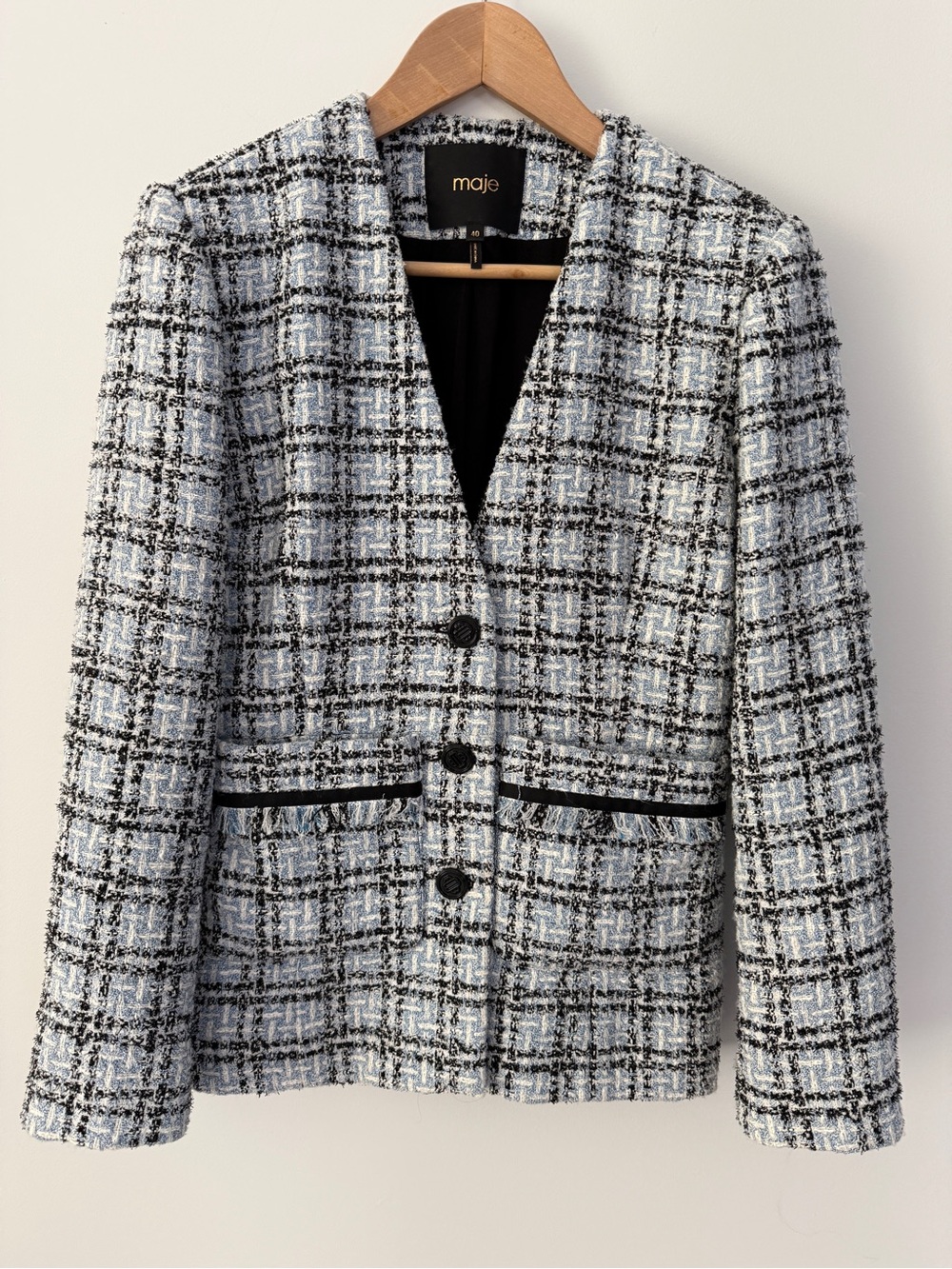 Maje Black and White Tweed Blazer
